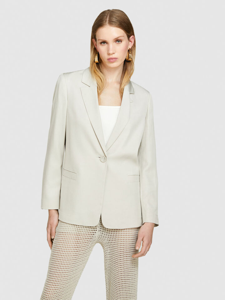 Single-breasted blazer - women's blazers - Beige | Sisley image number 4
